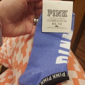 PINK Victoria's Secret Blue and White Collegiate Socks